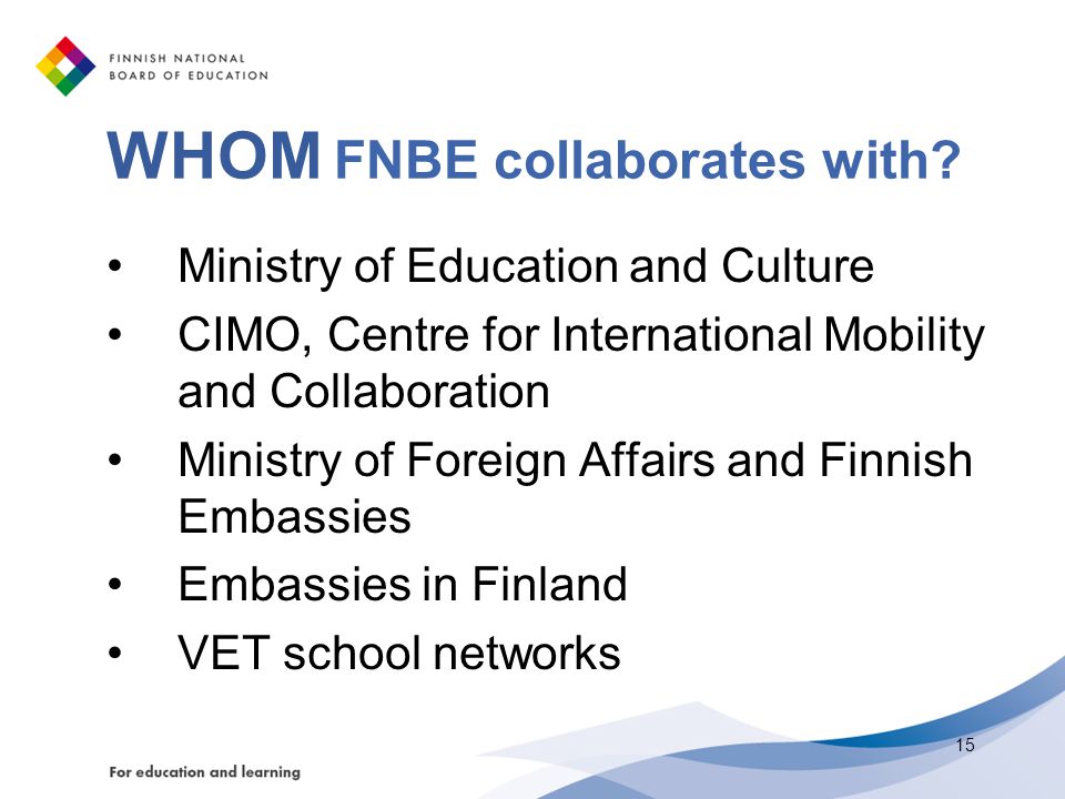 WHOM FNBE collaborates with