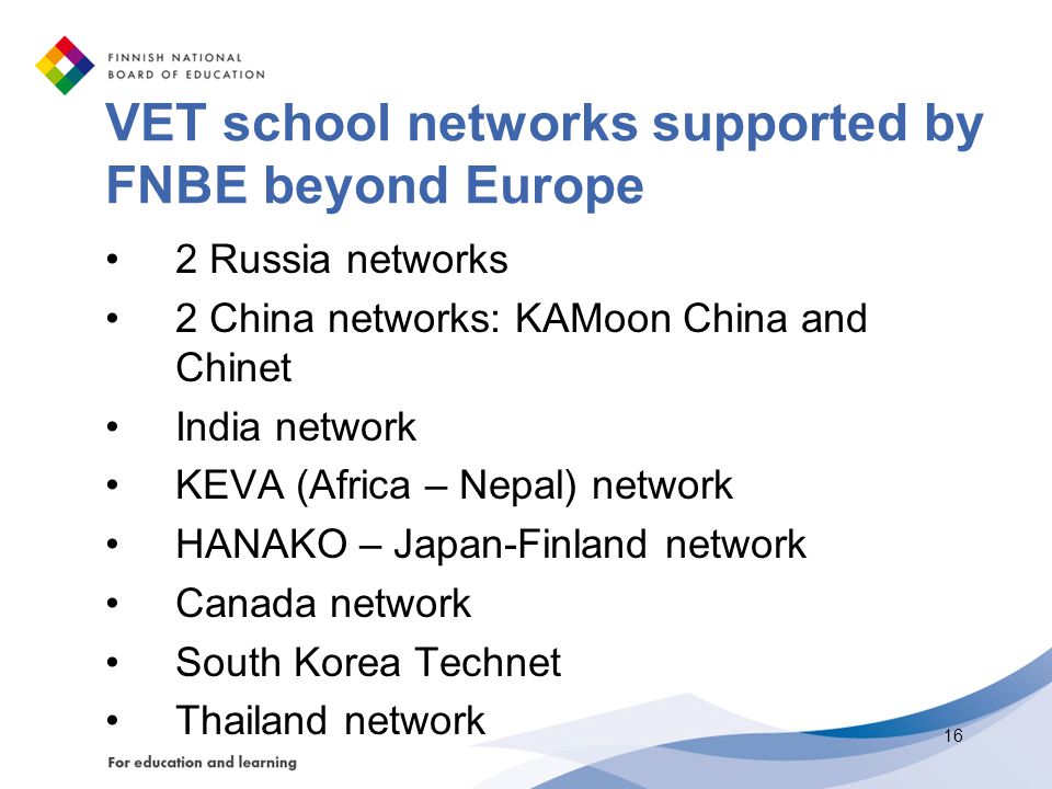 VET school networks supported by FNBE beyond Europe