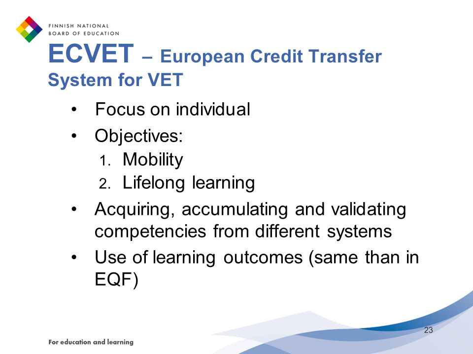 ECVET – European Credit Transfer System for VET