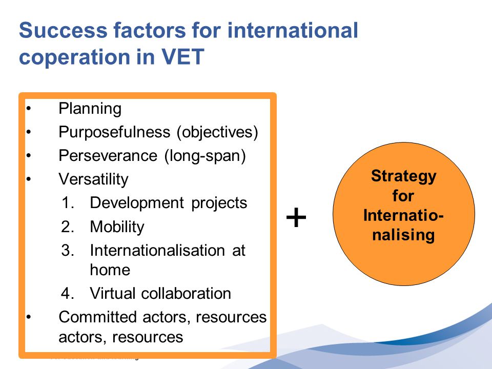 Success factors for international coperation in VET