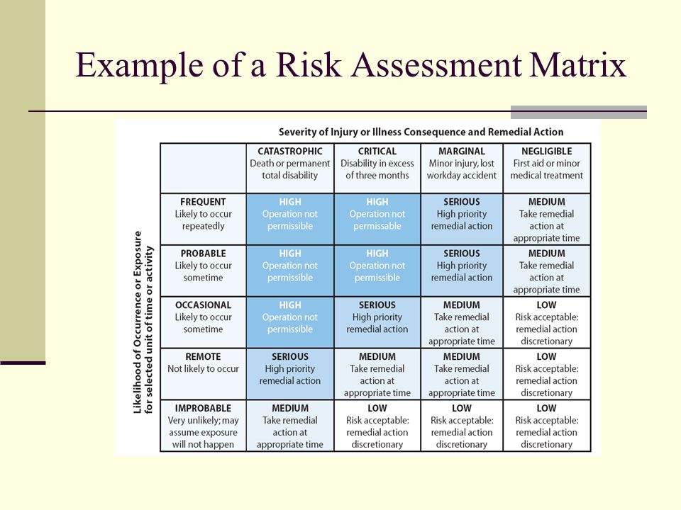 Example of a Risk Assessment Matrix