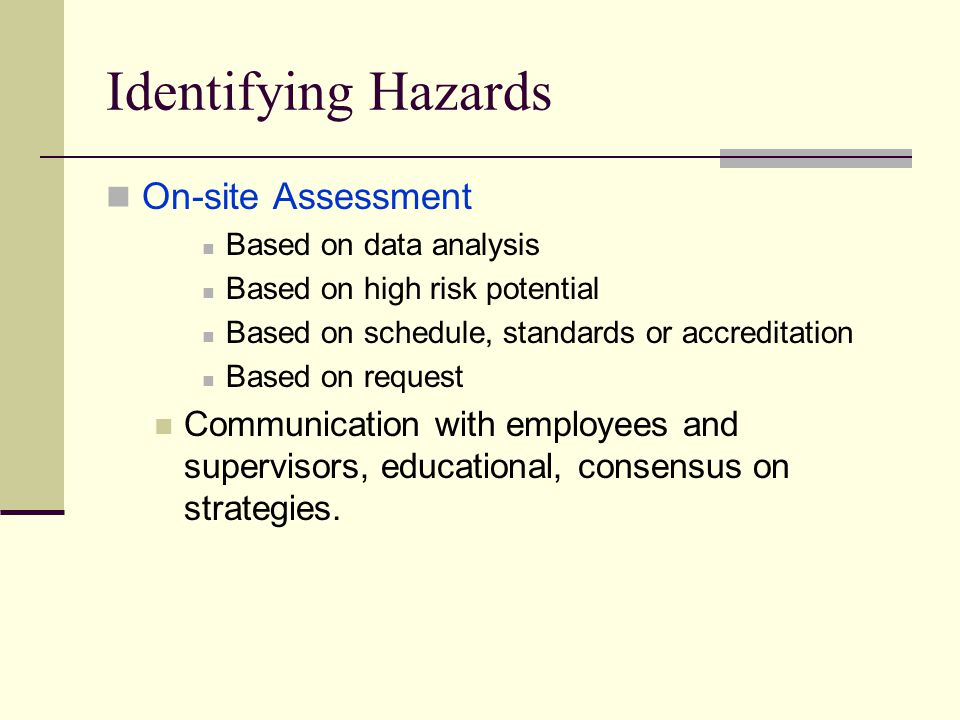 Identifying Hazards On-site Assessment