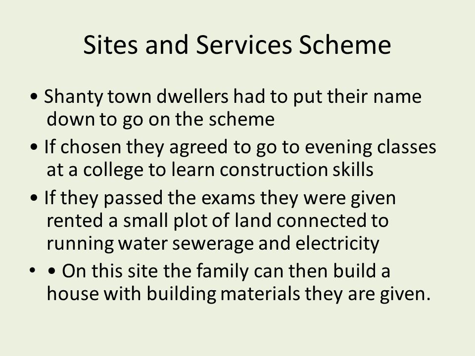 Sites and Services Scheme