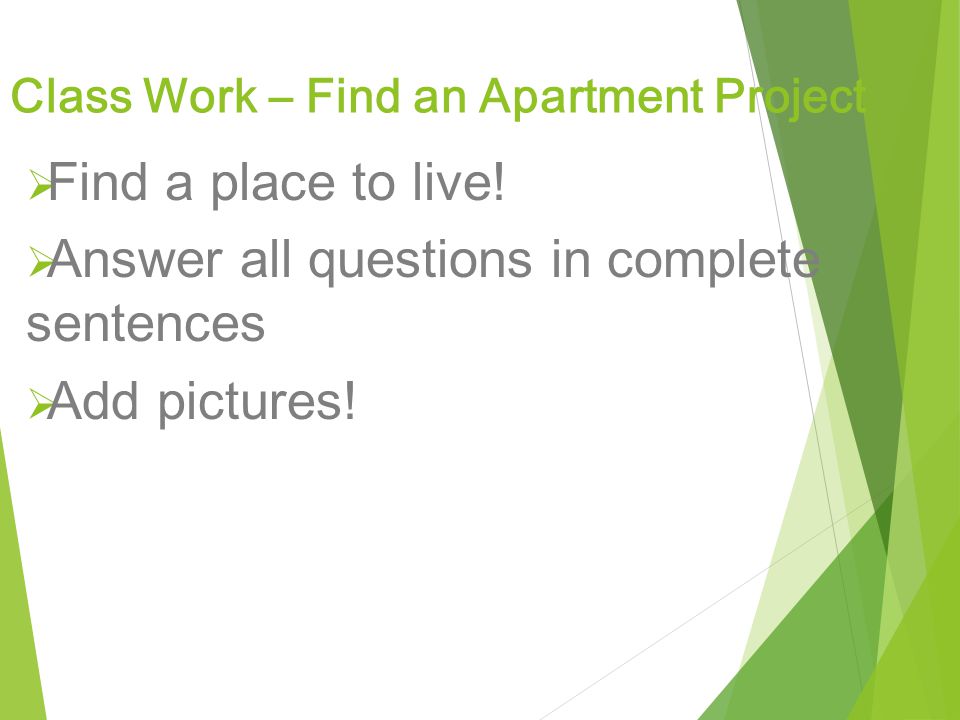 Class Work – Find an Apartment Project