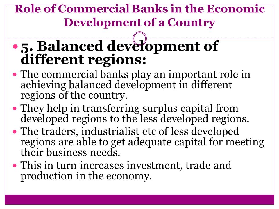 Role of Commercial Banks in the Economic Development of a Country
