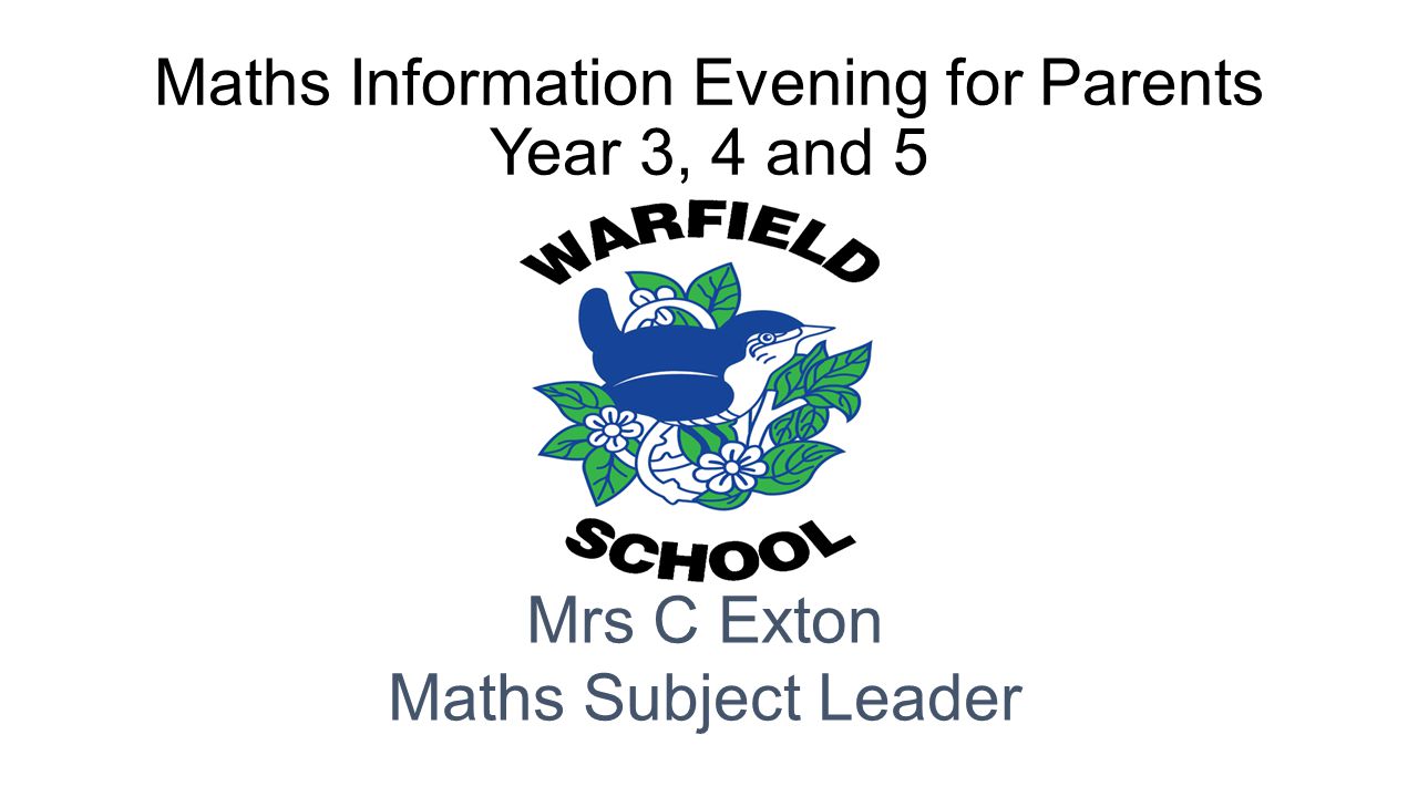 Maths Information Evening for Parents Year 3, 4 and 5