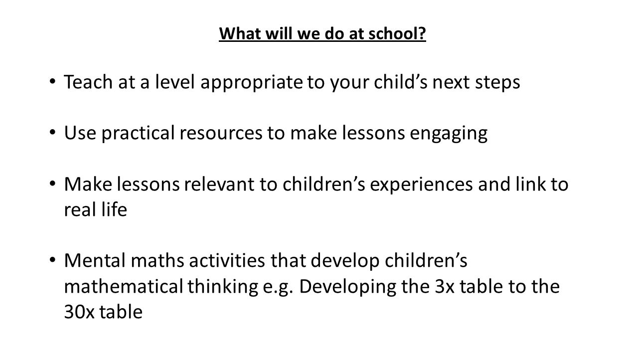 Teach at a level appropriate to your child’s next steps