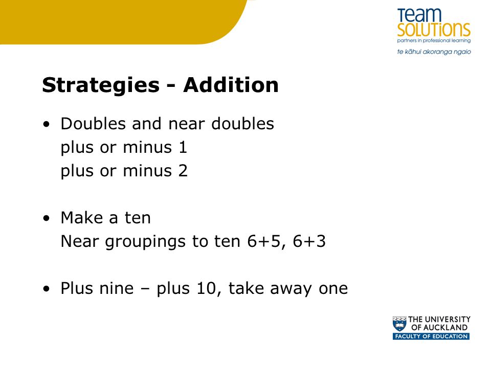 Strategies - Addition Doubles and near doubles plus or minus 1