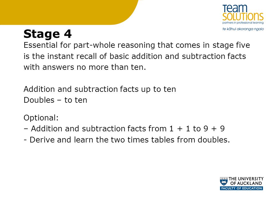 Stage 4 Essential for part-whole reasoning that comes in stage five