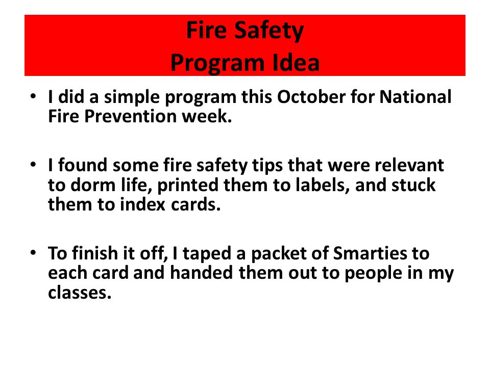 Fire Safety Program Idea