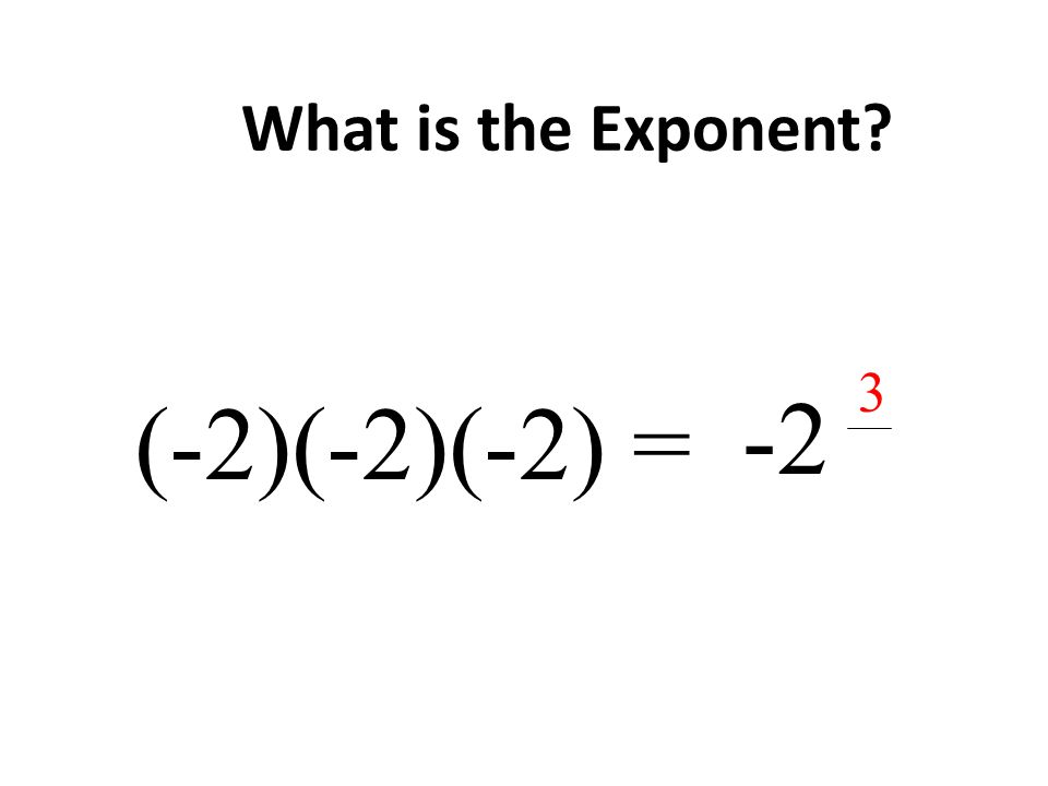 What is the Exponent 3 (-2)(-2)(-2) = -2