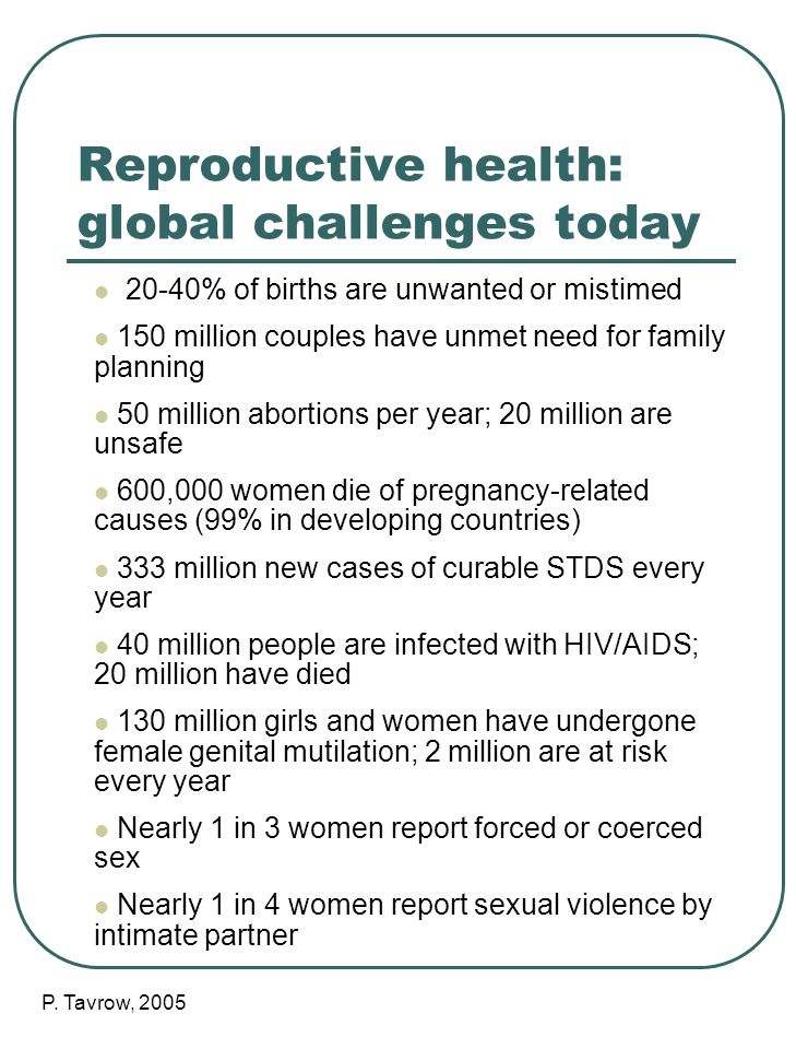 Reproductive health: global challenges today