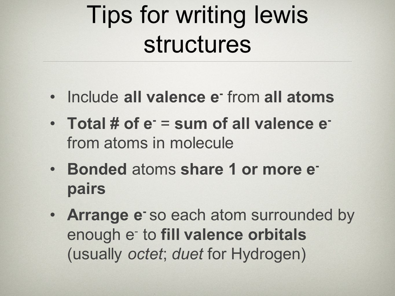 Tips for writing lewis structures