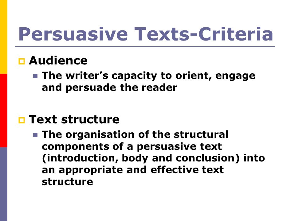 Persuasive Texts-Criteria