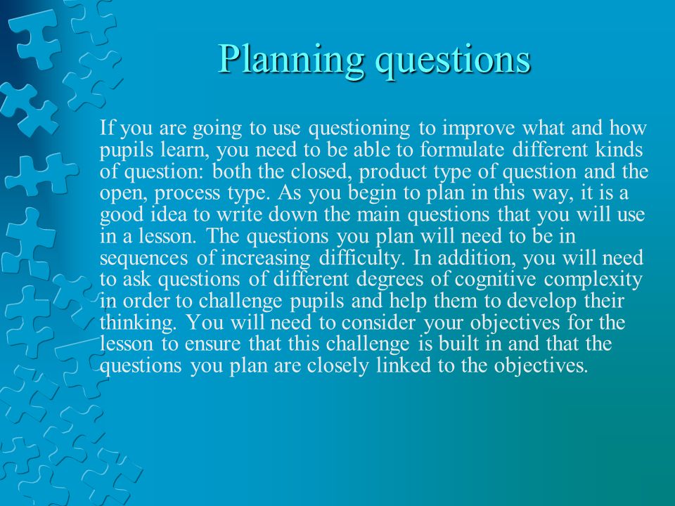 Planning questions