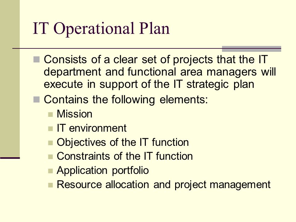 IT Operational Plan