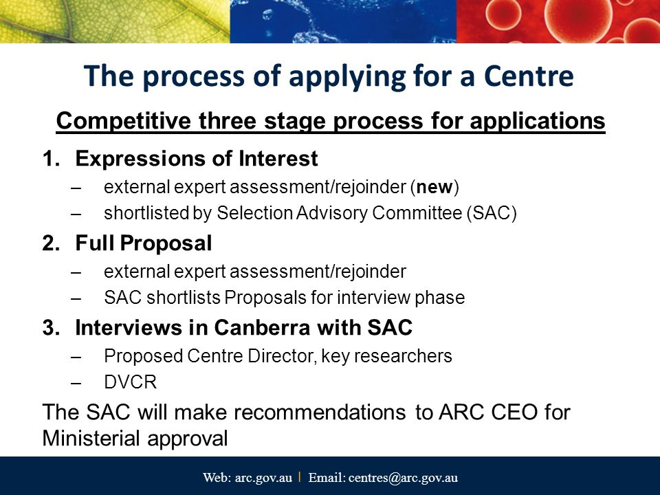 The process of applying for a Centre