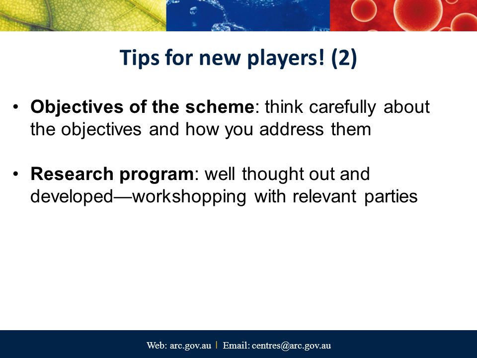 Tips for new players! (2) Objectives of the scheme: think carefully about the objectives and how you address them.