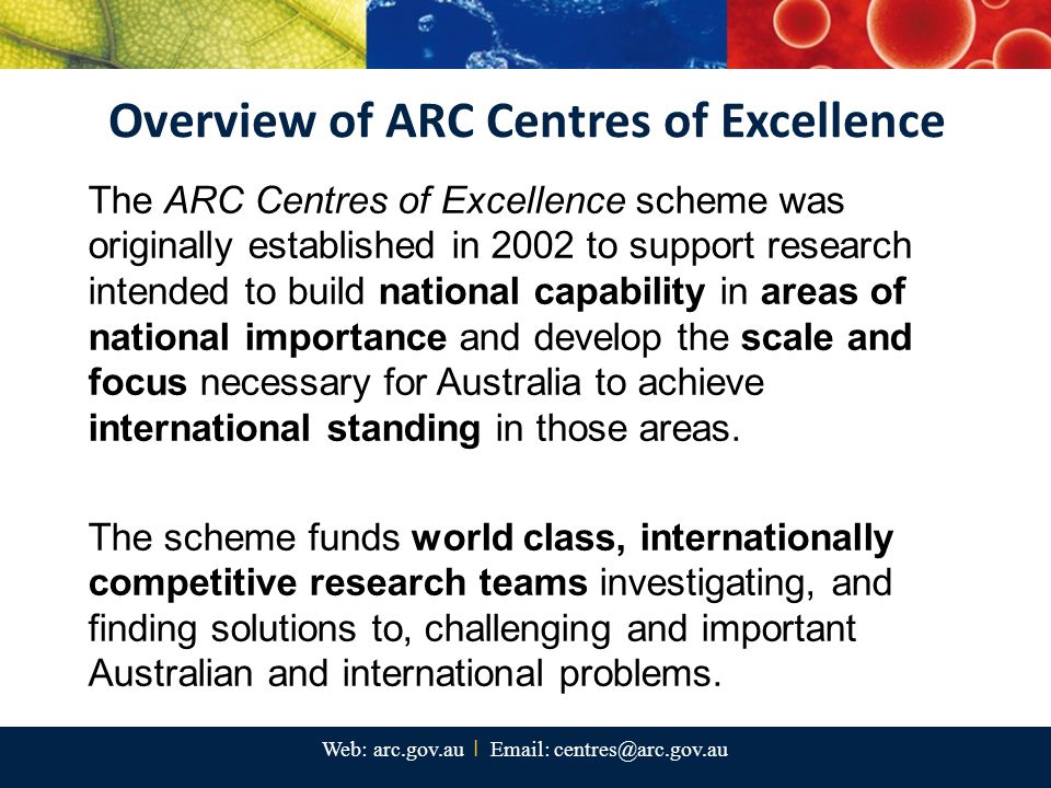 Overview of ARC Centres of Excellence