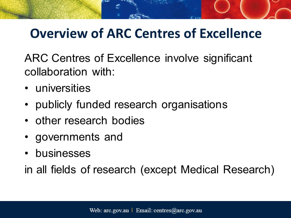 Overview of ARC Centres of Excellence