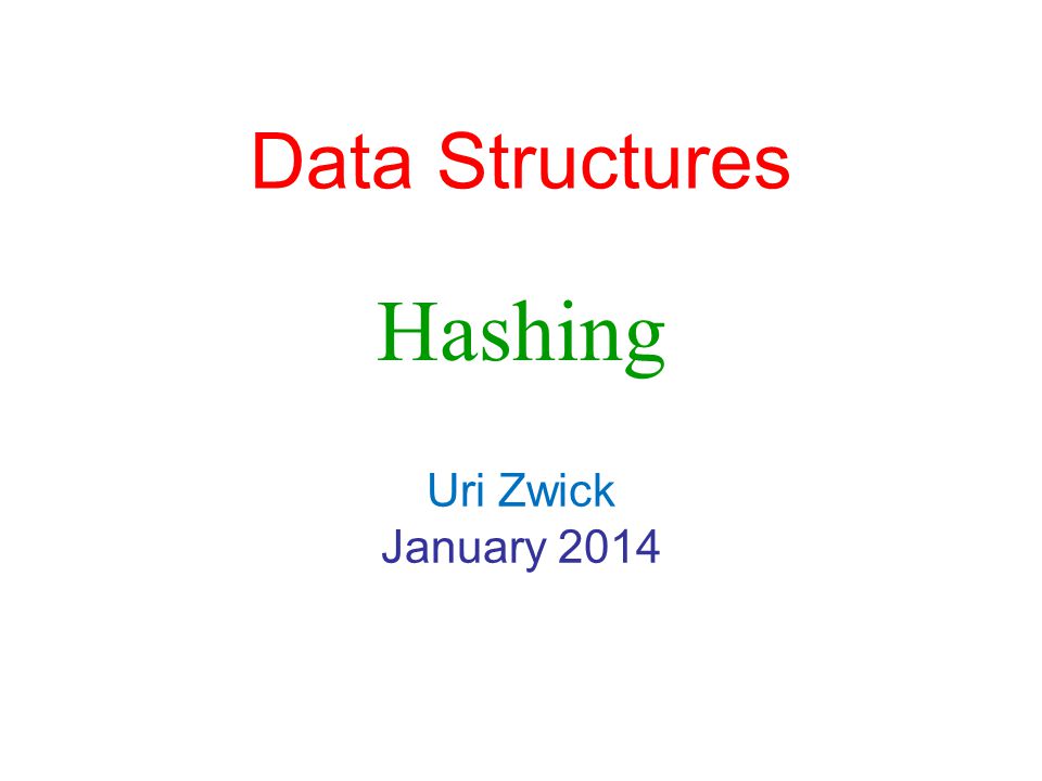 Data Structures Hashing Uri Zwick January 2014
