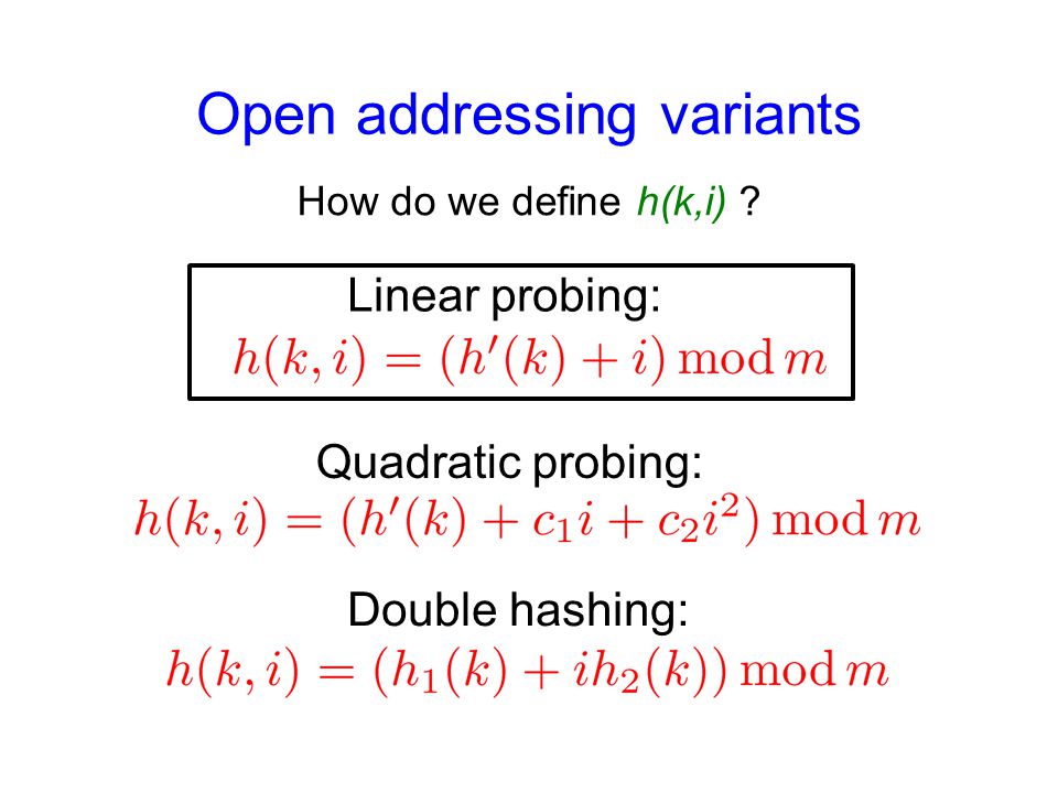 Open addressing variants