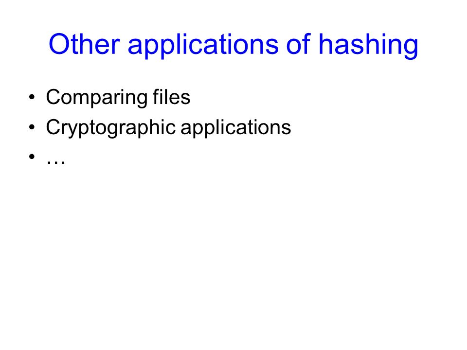 Other applications of hashing