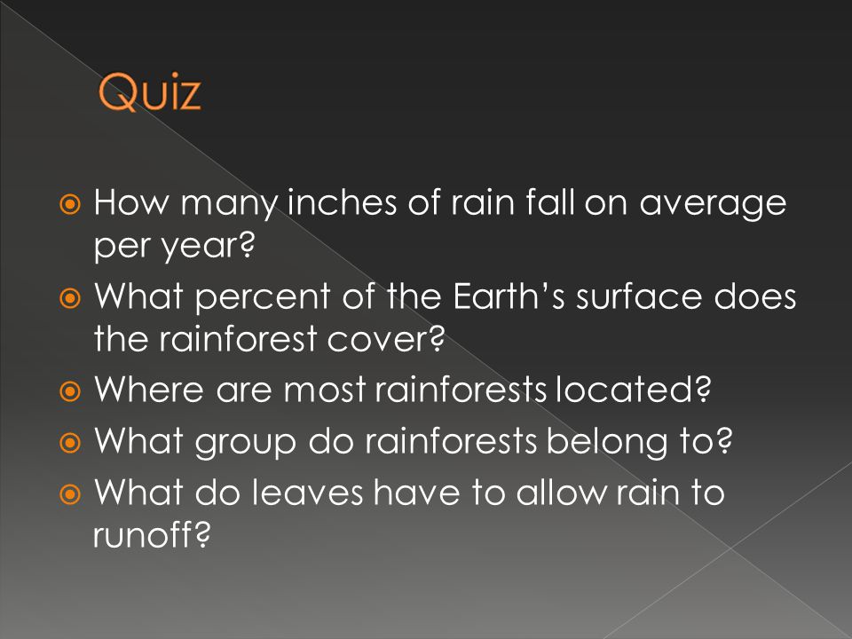 Quiz How many inches of rain fall on average per year