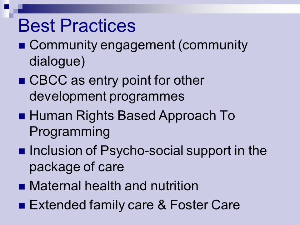 Best Practices Community engagement (community dialogue)