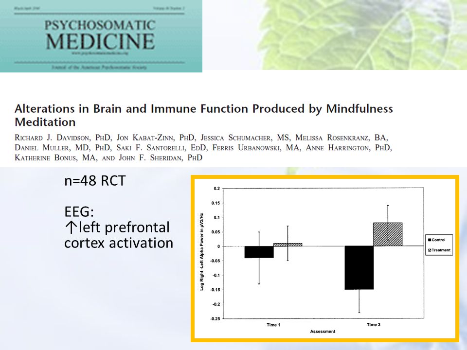 n=48 RCT EEG: ↑left prefrontal cortex activation