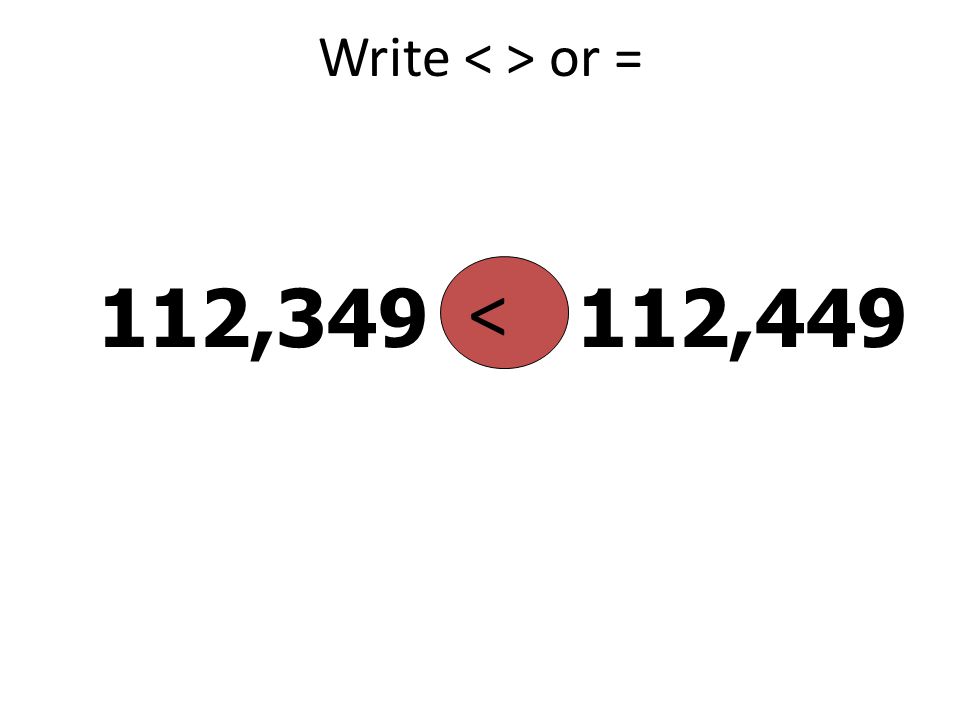 Write < > or = < 112, ,449