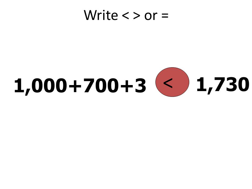 Write < > or = < 1, ,730
