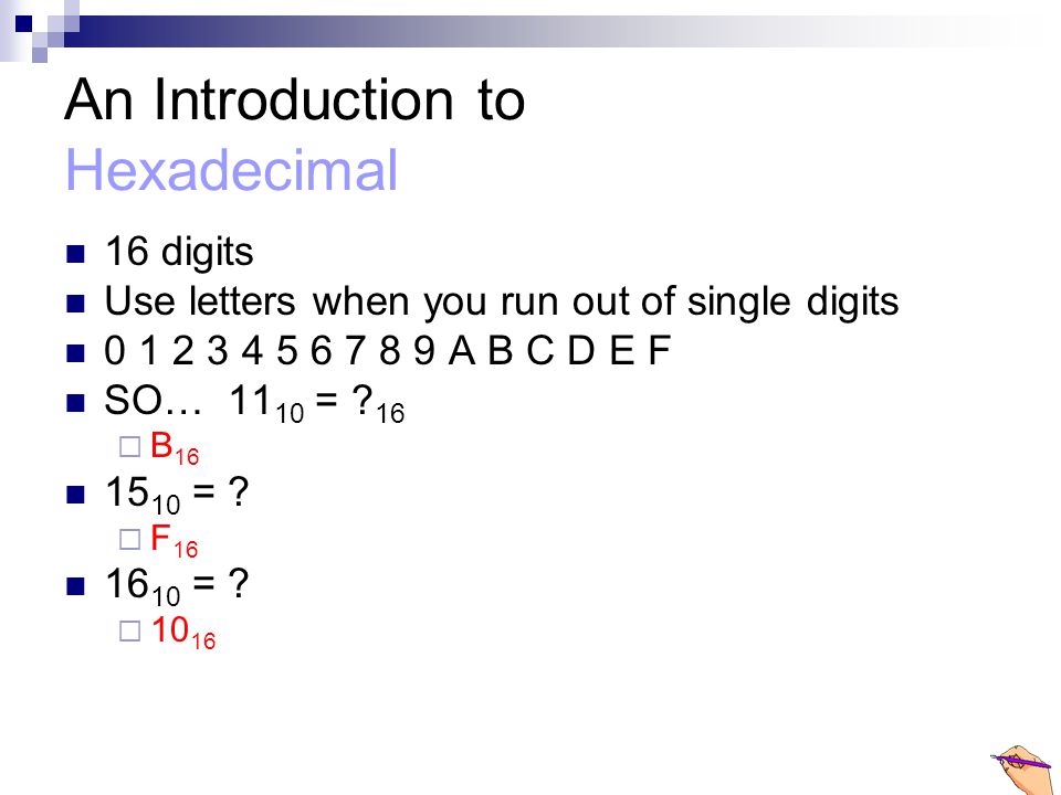 An Introduction to Hexadecimal