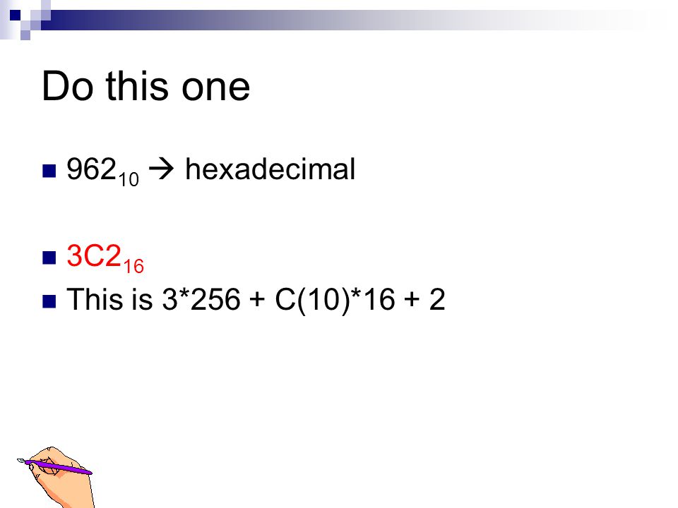 Do this one  hexadecimal 3C216 This is 3*256 + C(10)*16 + 2