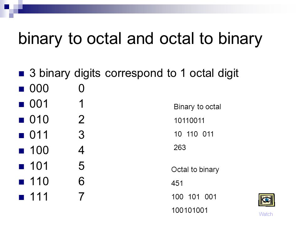 binary to octal and octal to binary