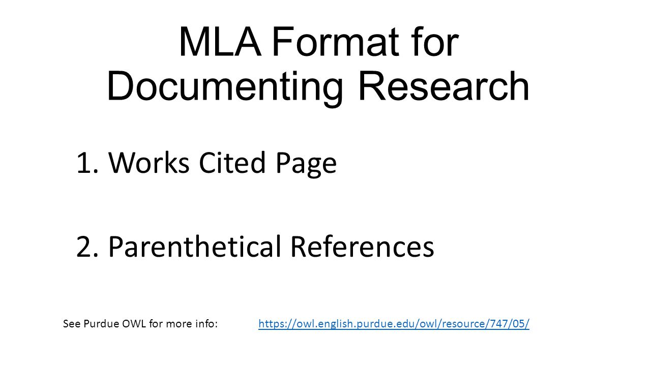 MLA Format for Documenting Research