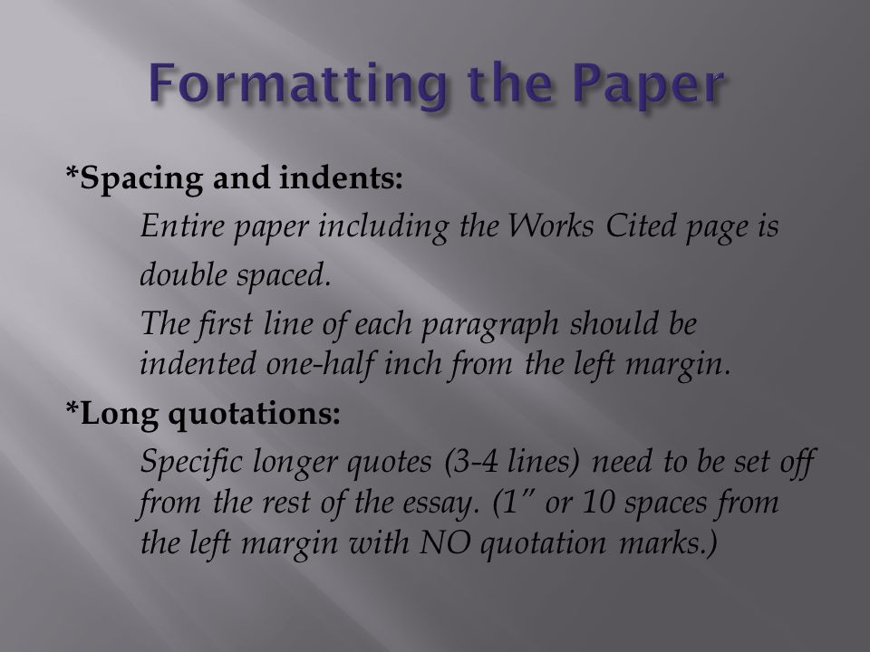 Formatting the Paper