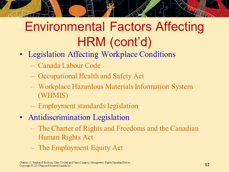 Environmental Factors Affecting HRM (cont’d)