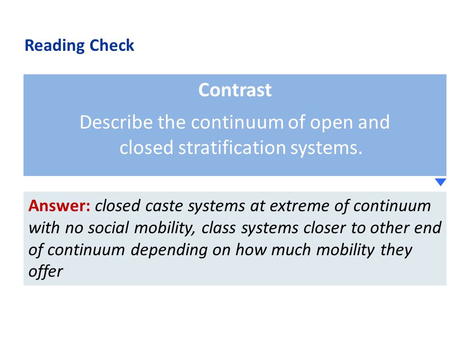 Describe the continuum of open and closed stratification systems.