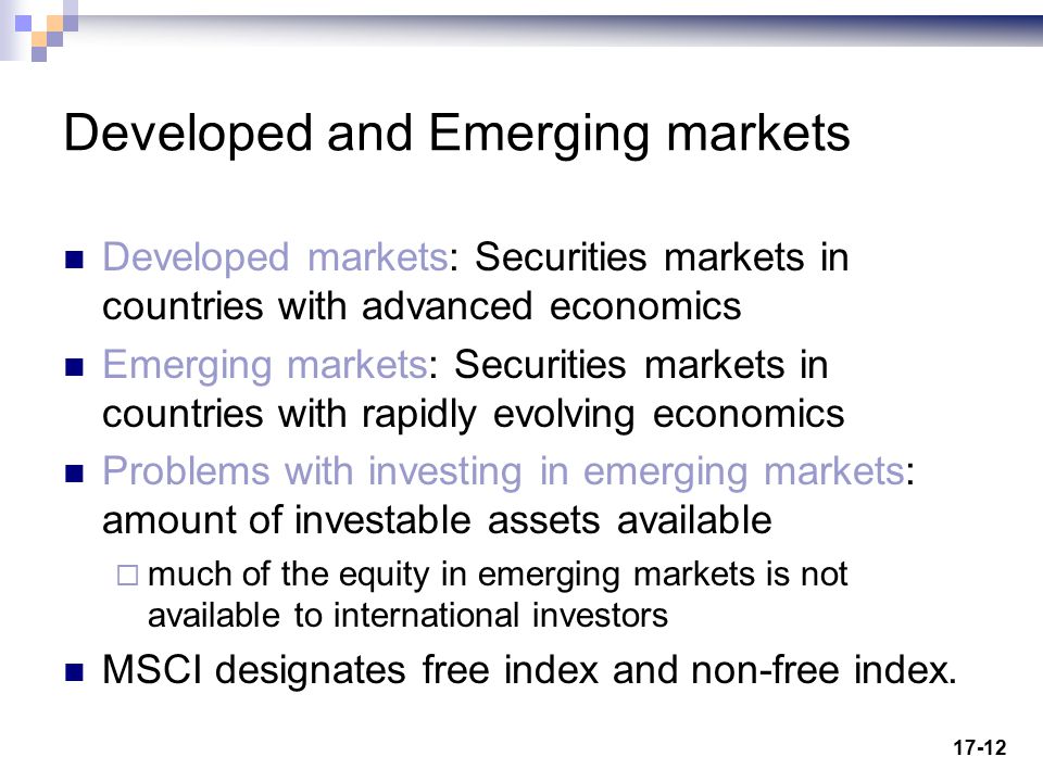 Developed and Emerging markets