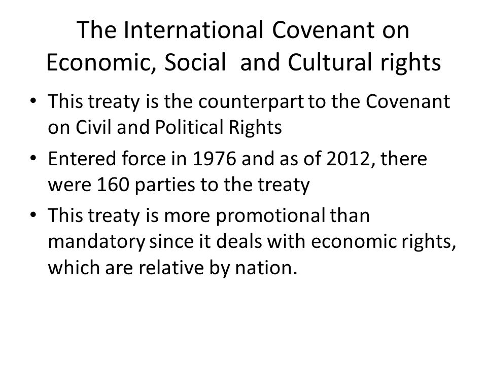 The International Covenant on Economic, Social and Cultural rights