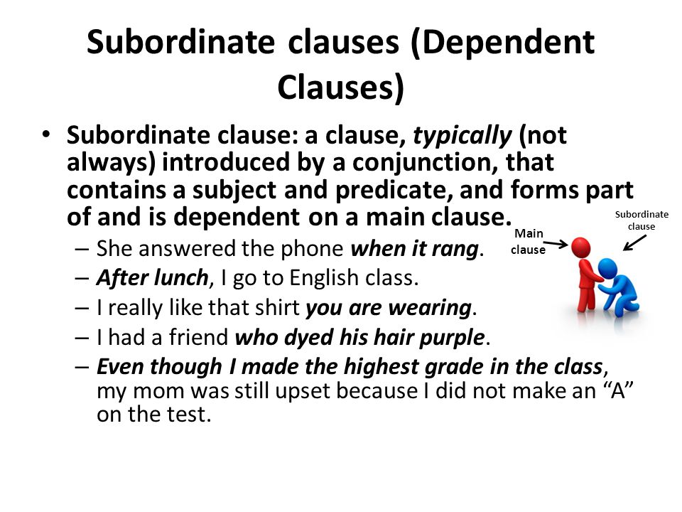 Subordinate clauses (Dependent Clauses)