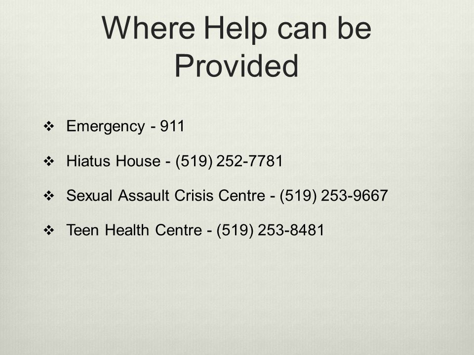 Where Help can be Provided