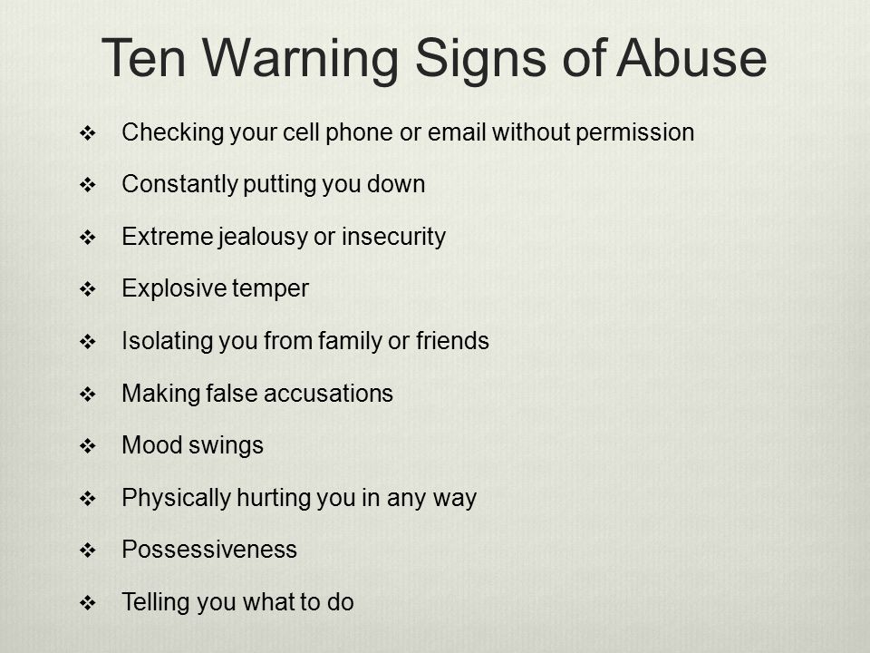 Ten Warning Signs of Abuse