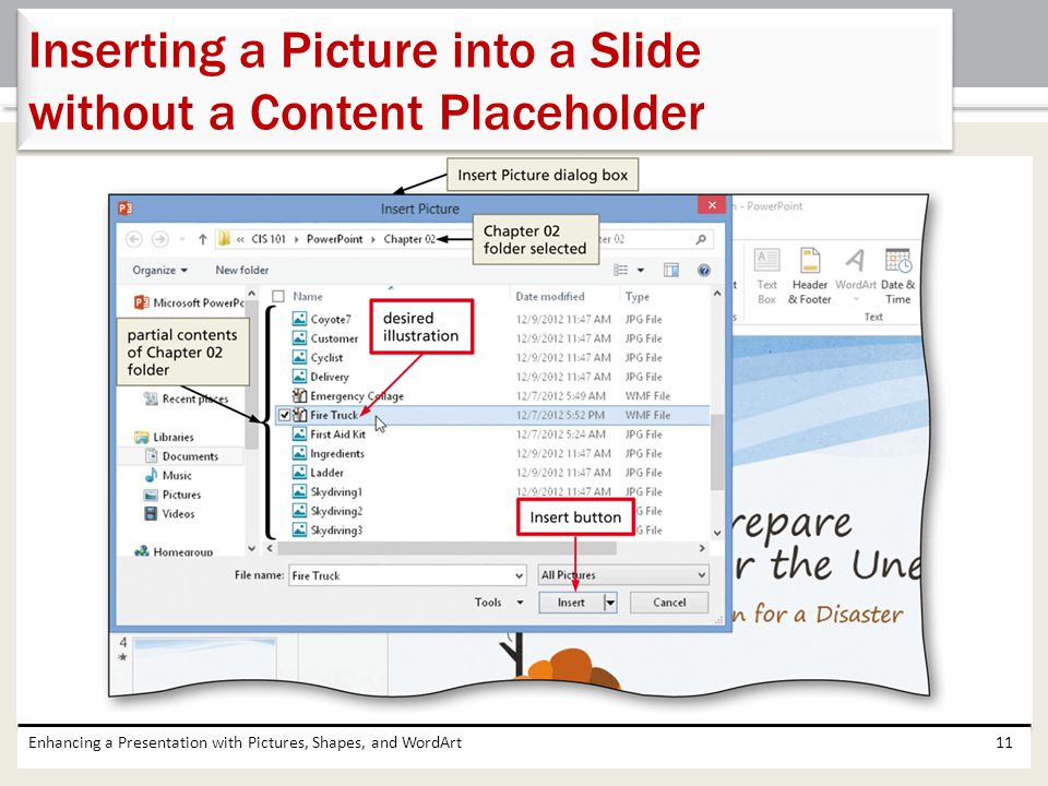 Inserting a Picture into a Slide without a Content Placeholder