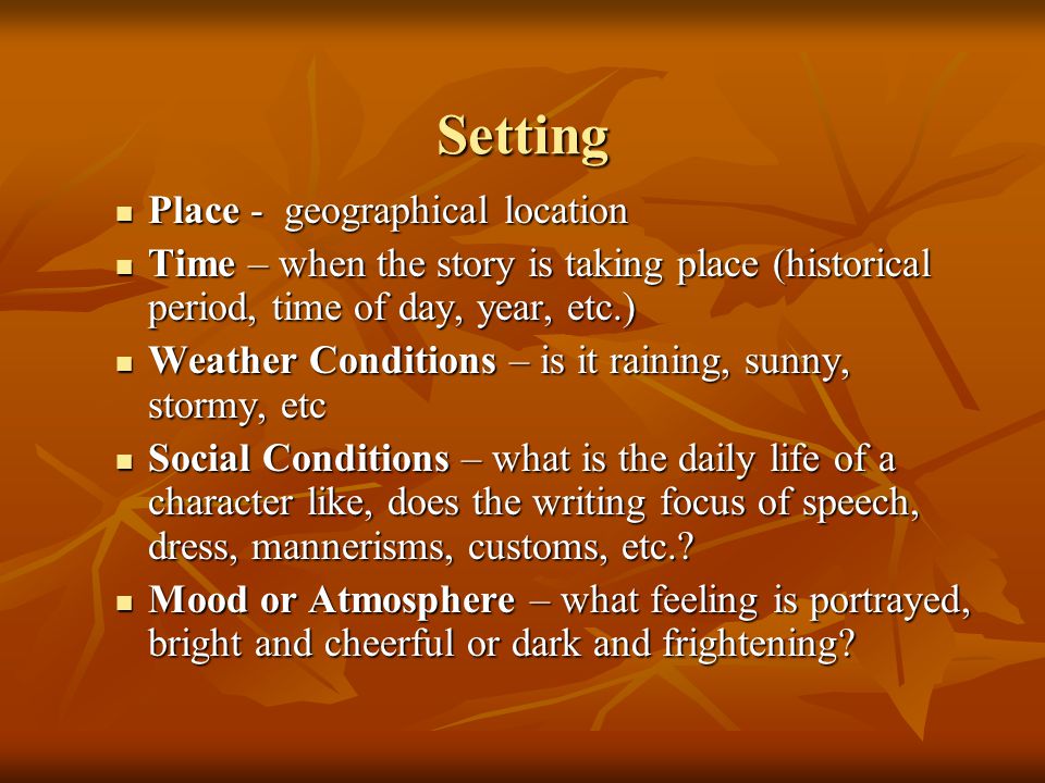 Setting Place - geographical location