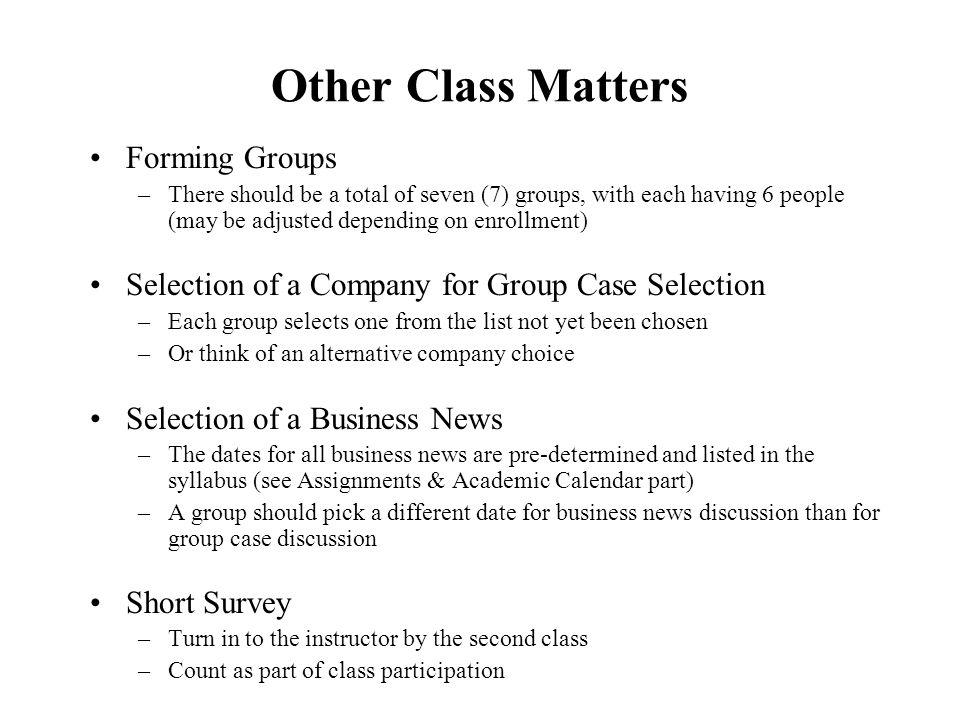 Other Class Matters Forming Groups