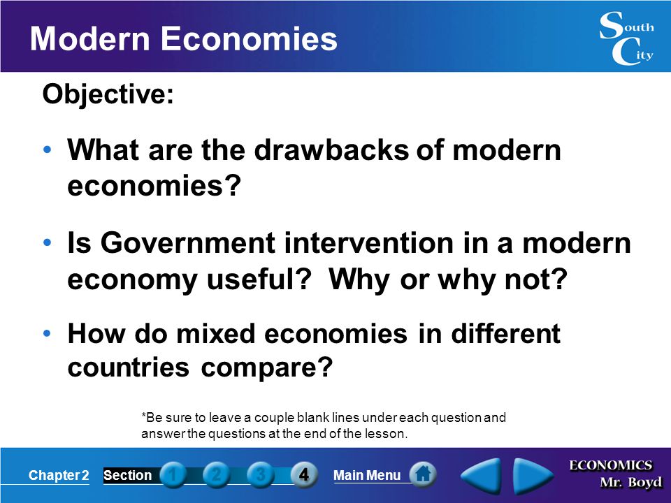 Modern Economies What are the drawbacks of modern economies