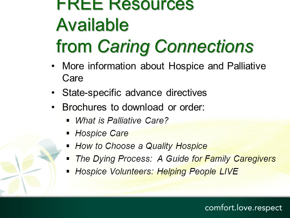 FREE Resources Available from Caring Connections