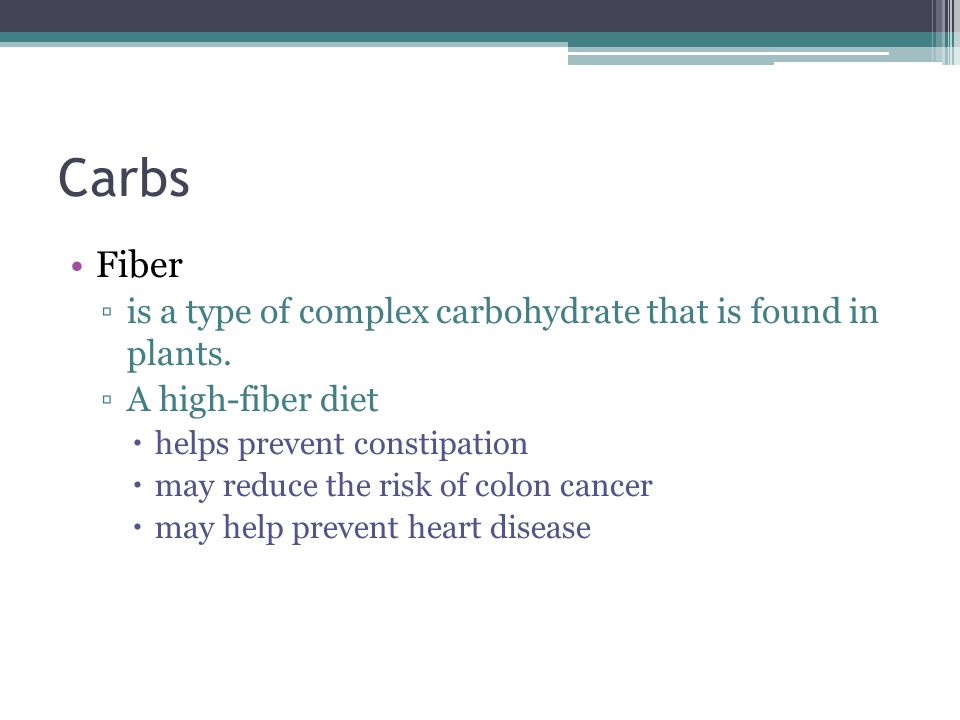 Carbs Fiber is a type of complex carbohydrate that is found in plants.